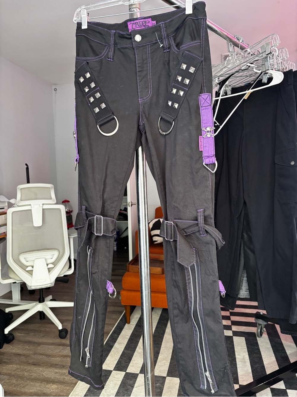 Tripp NYC Black Pants with Purple Trim and Hardware